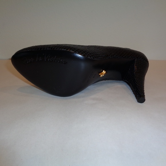 Pour La Victoire Size 6.5 M Black Leather Heels - Picture 5 of 8